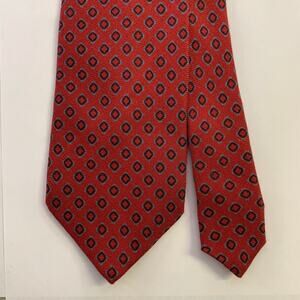 ERMENEGILDO ZEGNA Size One Size Red Blue Abstract Silk Cashmere Blend Tie